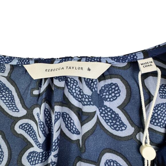 Rebecca Taylor Vera Fleur Classy Chic Tie Front Blouse Women's Size Small - Picture 7 of 10